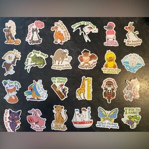 Colorful Silly Animal Sticker Set- 24 total